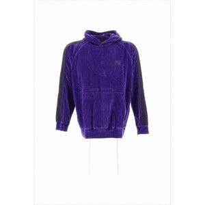 NEEDLES Plush Velour Hoodie with Contrasting Stripes